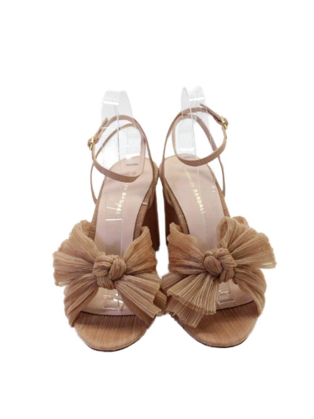 Loeffler Randall Pleated Knot Ankle-Strap Sandals - Tan